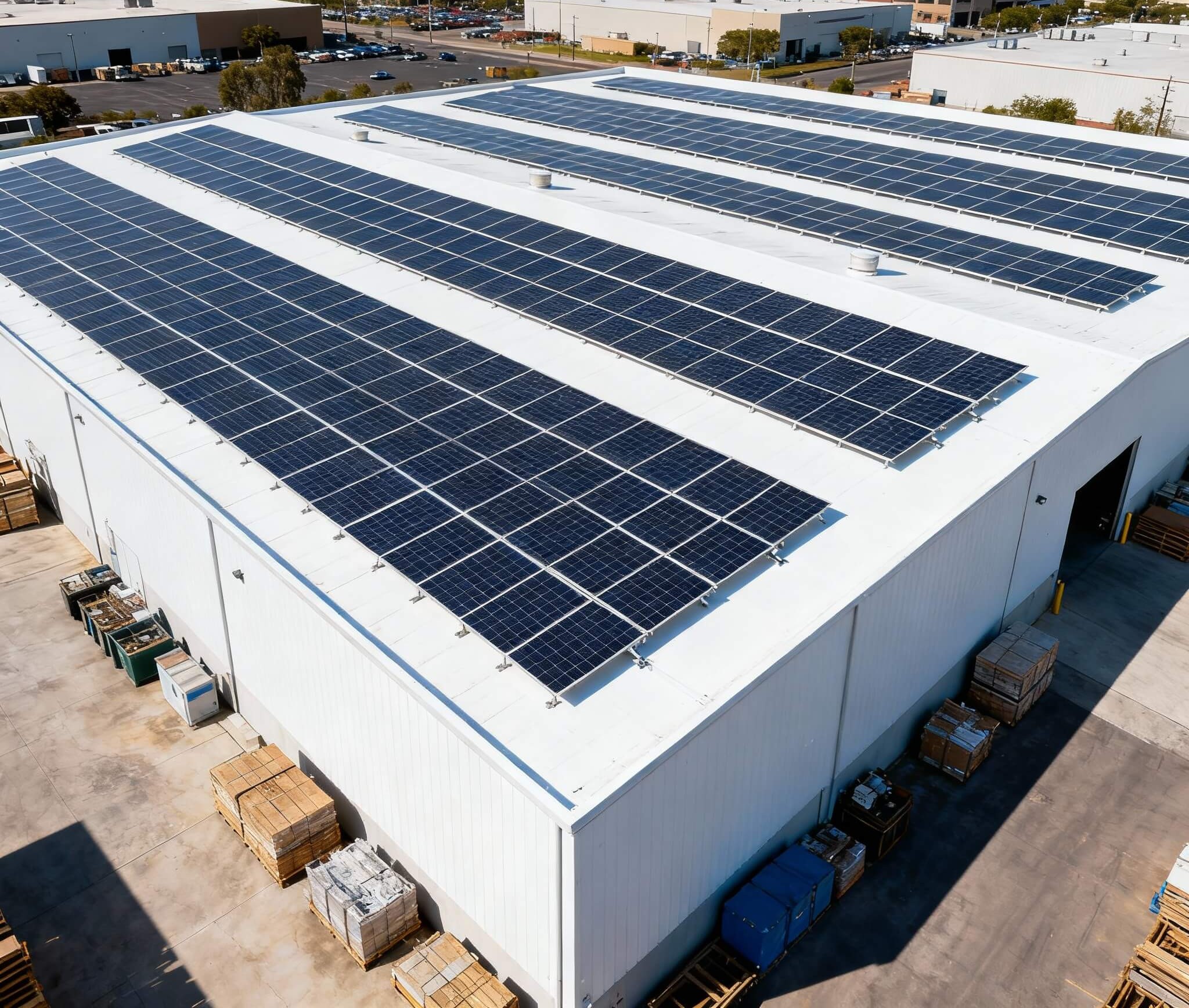 Industrial rooftop solar panel system