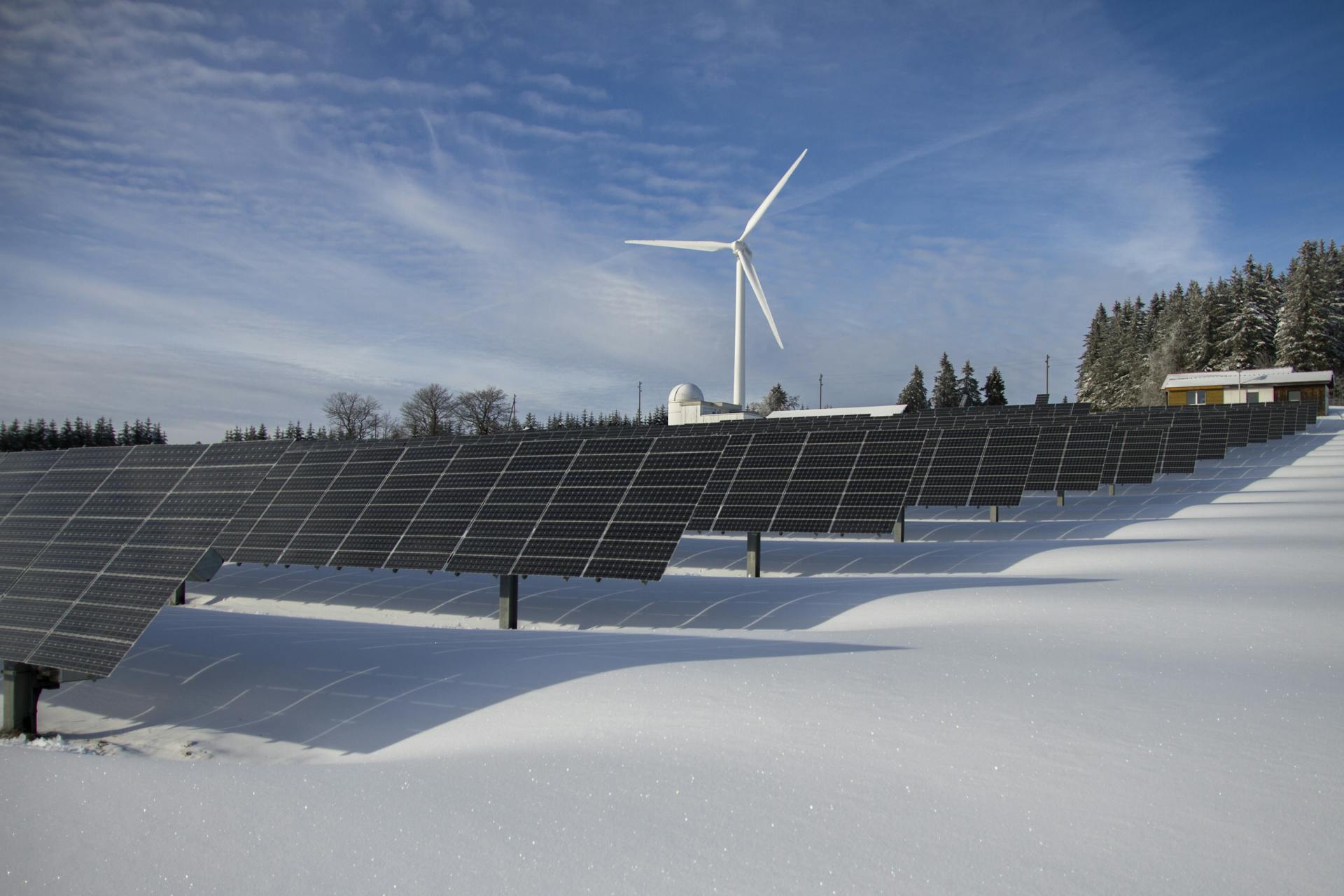 Solar power plant in snowy environment